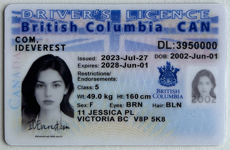 British Columbia Fake ID Card